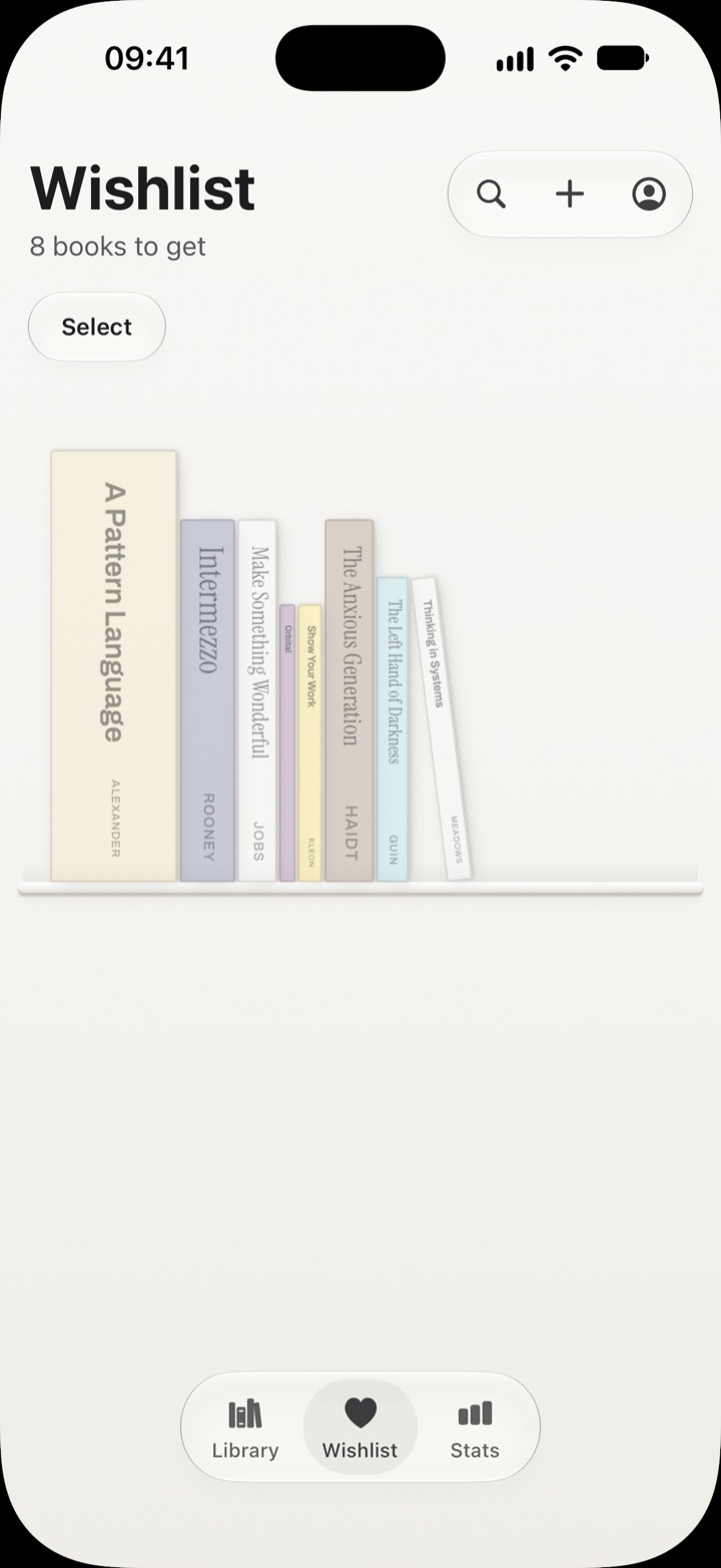 The Wishlist, with see-through spines